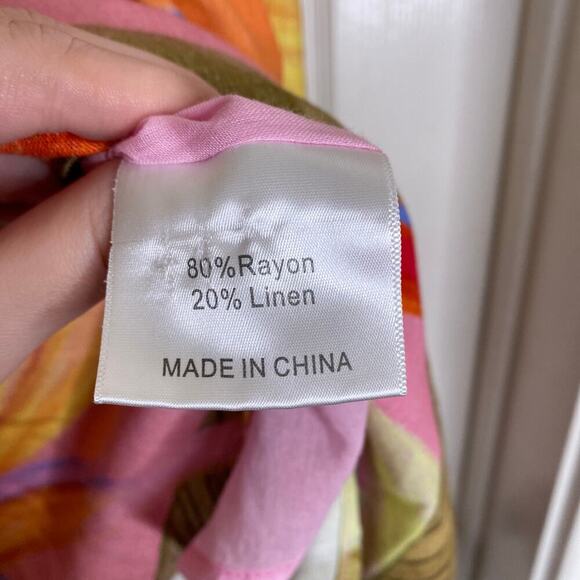 KOURT Seasonal Tropical Bird Of Paradise Print Mini Dress Size XS Linen Summer - Picture 6 of 8